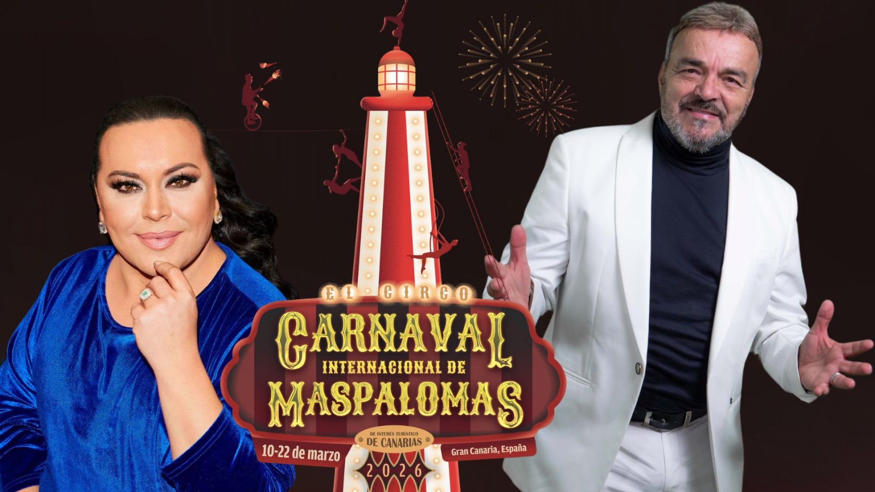 Falete y Pepe Benavente, artistas invitados en la Gala de la Gran Dama del Carnaval Internacional de Maspalomas 2026