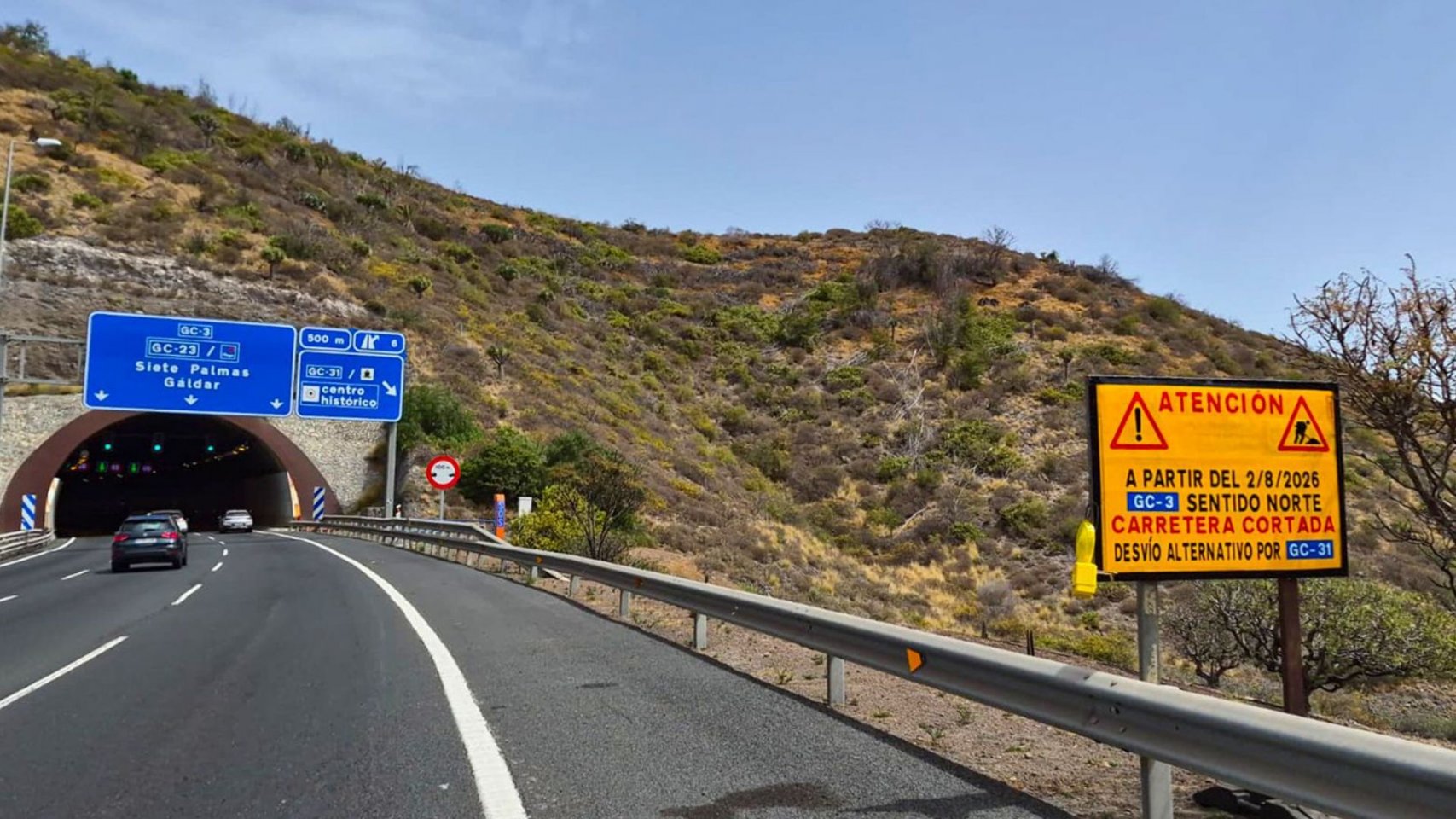 Corte total en la Circunvalación de Las Palmas para impermeabilizar el Viaducto del Guiniguada desde el domingo